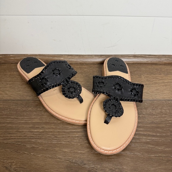 Jack Rogers Women's Jack Flat Black Sandals Size 6.5 Dressy Summer Designer - Picture 1 of 9